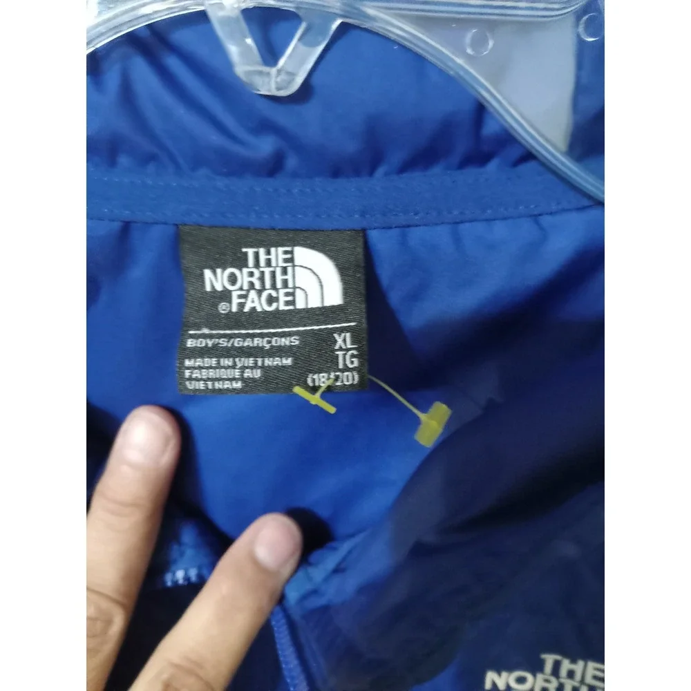 The North‎ Face Boys XL 18/20 Blue Grey Hooded Hybrid Jacket Comfort Arms